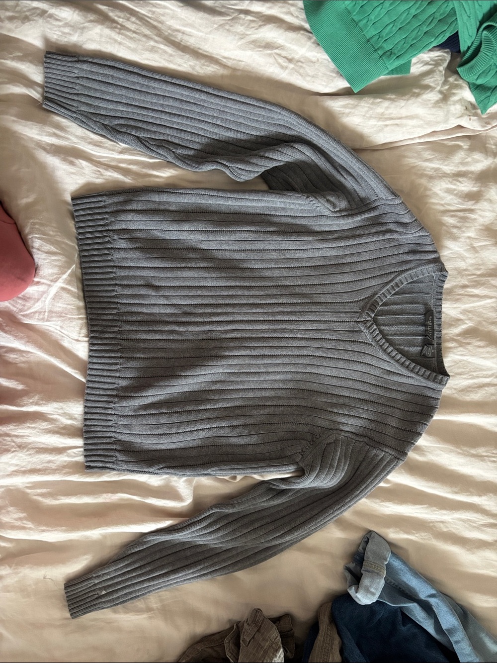 Van Heusen Ribbed Crewneck Sweater - Gray